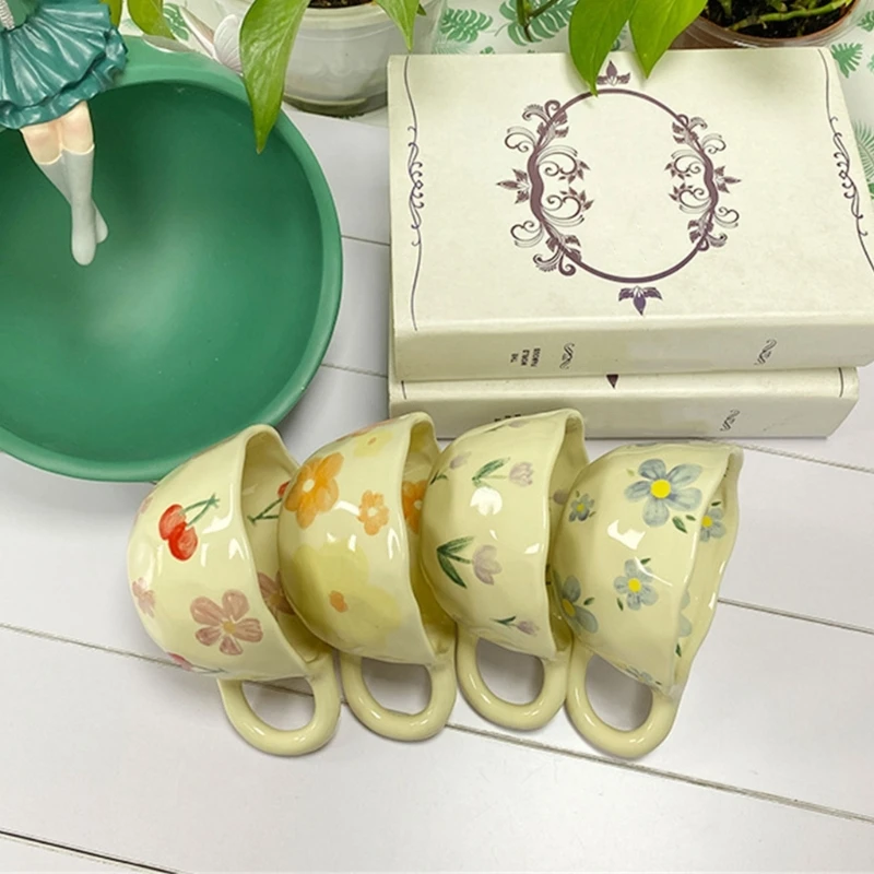 Нерегулярные цветочные кружки зажатые вручную чашки для питья подарок любителей