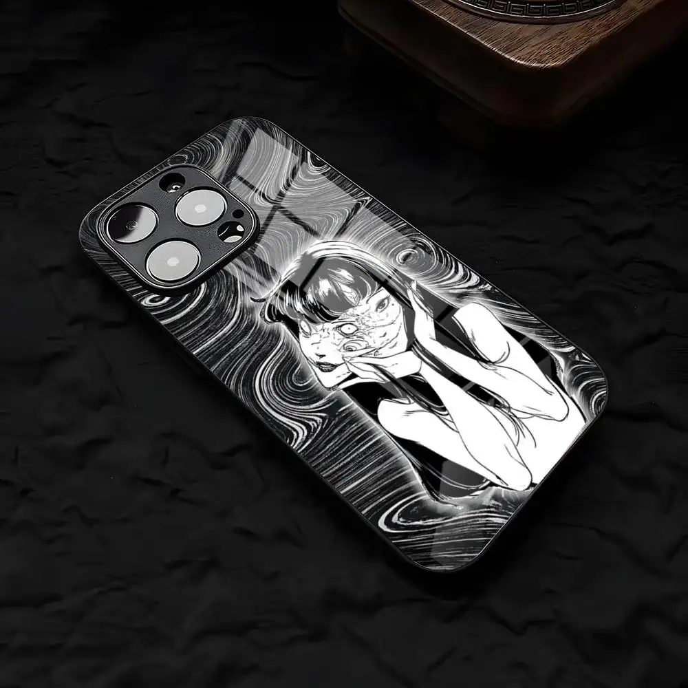 Фото Чехол для телефона I-Ito J-Junji T-Tomie для iPhone 17 Air 16 E Pro Max 15 14 13 Mini 12 Pro 11 Max Plus, черный, стеклянный №3
