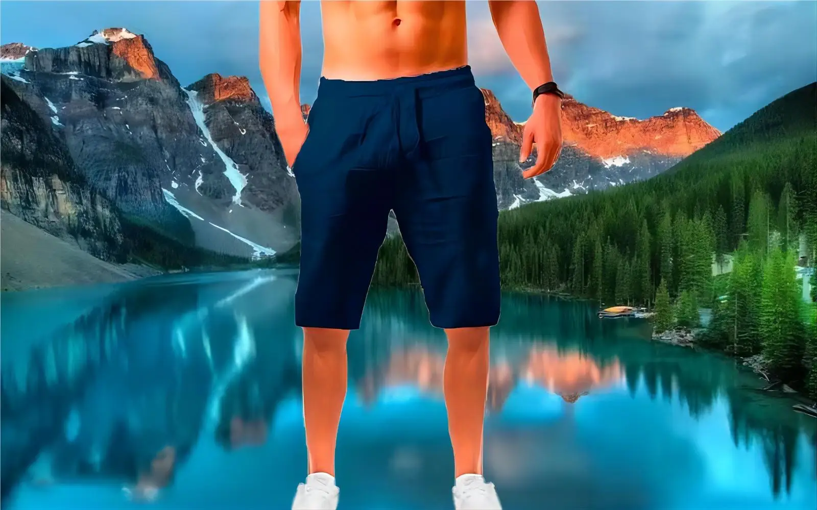 Шорты мужские спортивные из хлопка и льна удобные дышащие Короткие штаны с