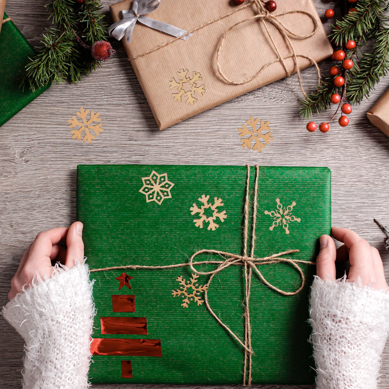 200 шт. снежинка DIY товары для рукоделия Рождественская этикетка деревянная