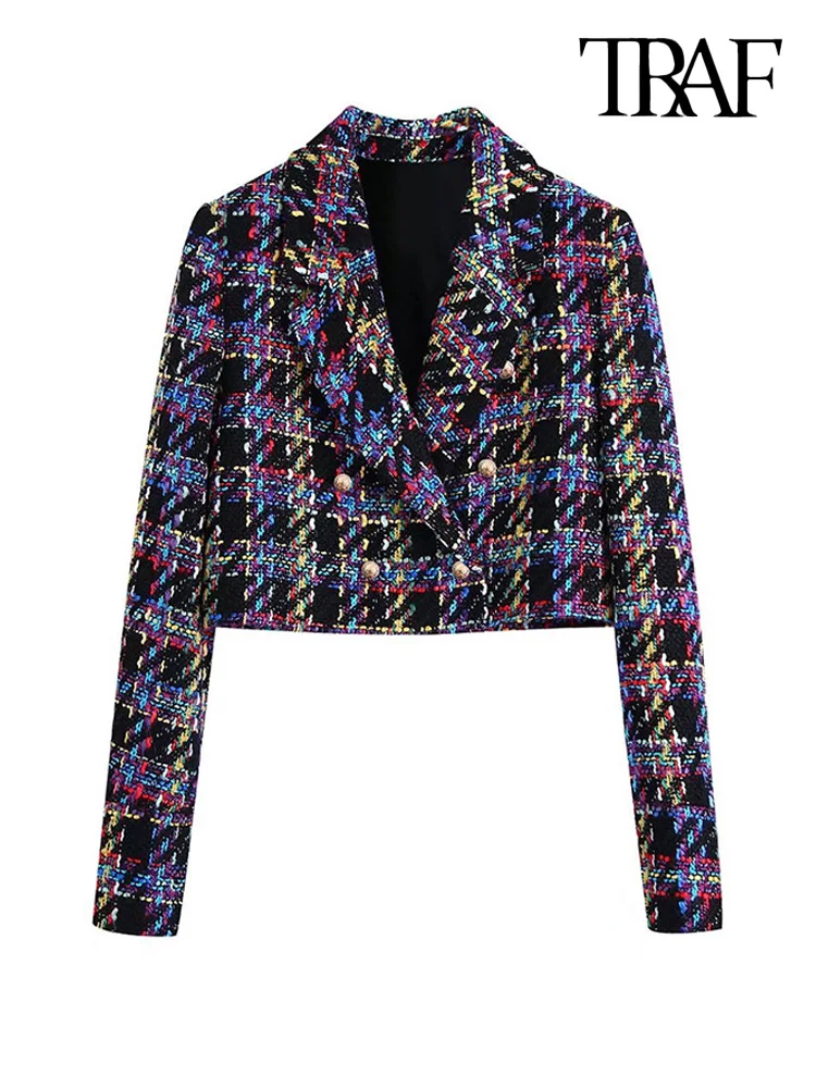 Пиджак женский твидовый с металлическими пуговицами спереди и длинным рукавом |