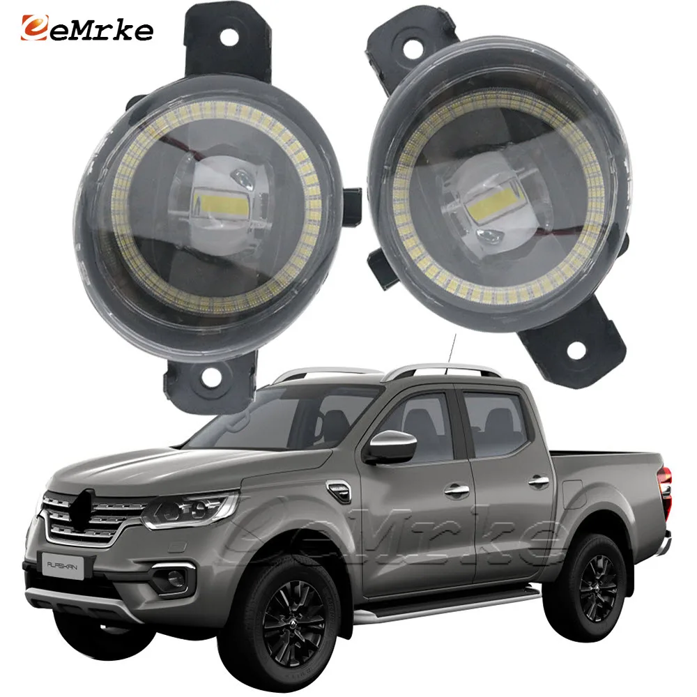 

2-Pcs LED Car Fog Lights Assembly Angel Eye DRL Daytime Running Lamp 30W PTF Headlights for Renault Alaskan 2017 2018 2019