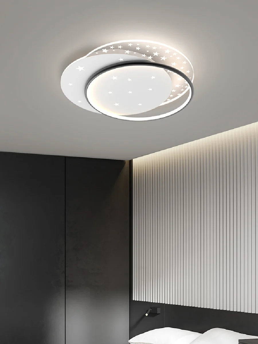 

Bedroom lamp black and white gray ceiling lamp led super bright study lamp dining room round master bedroom lamp
