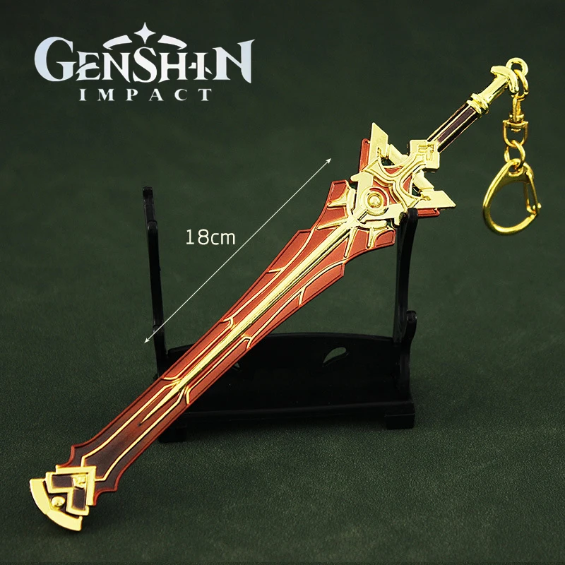 Фото Брелок Genshin Impact 18 см, модель оружия, брелок, нож с джинсовым мечом, катана, праздничные игрушки для детей №2