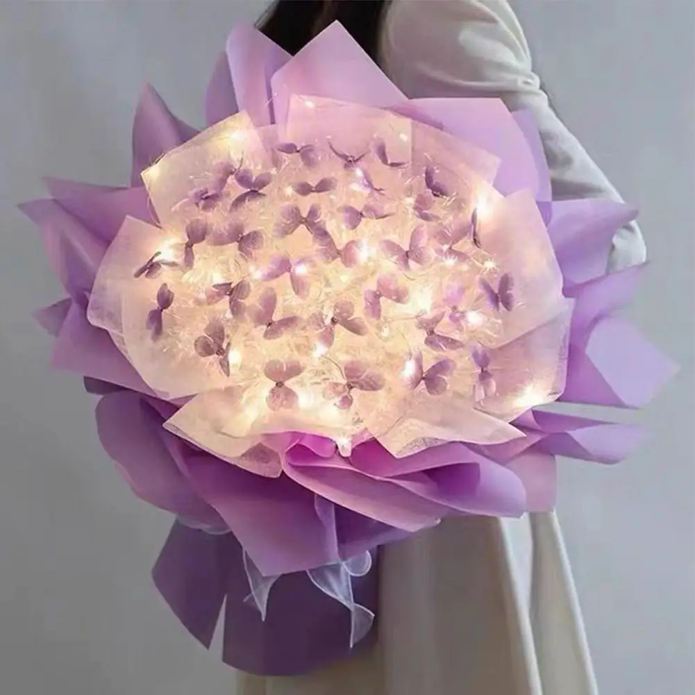 

Diy Butterfly Bouquets Handmade Butterfly Flower Material Package Bouquet With Light String Wedding Decor Gift For Girlfrie A2G1