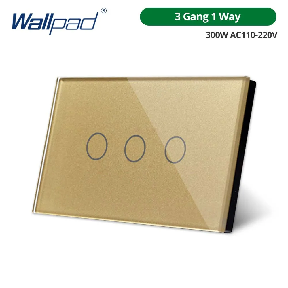 

Wallpad сенсорный переключатель 1 2 3 группы стекло белый черный золотой 110-220В