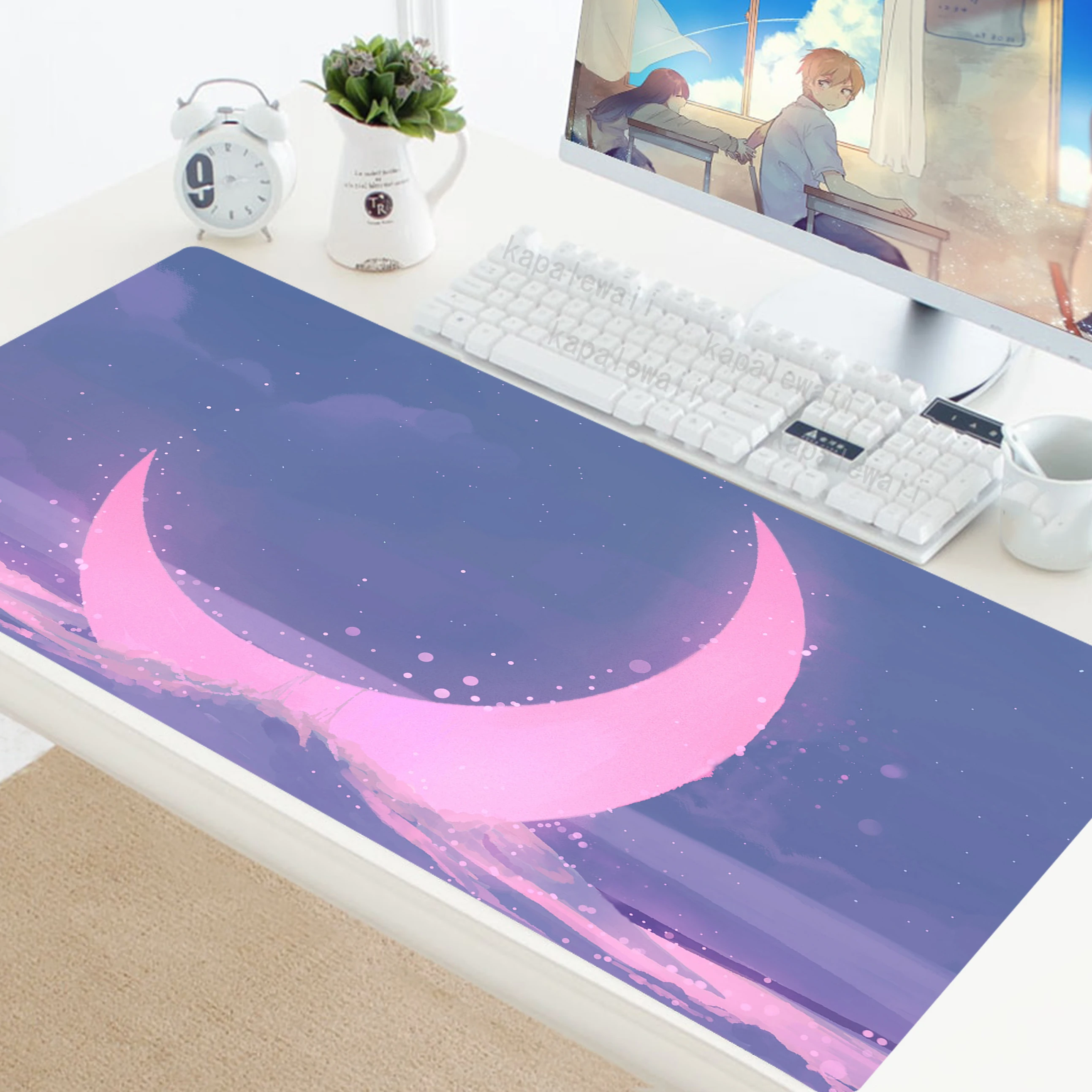 

Mouse Pad Moon Pink Kawaii Girl Notbook Computer XXL Mousepad Home Office Gaming Gamer Keyboard Mausemat Accessiores Desk Mats