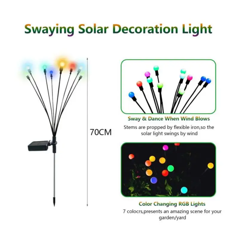 

2Pcs Solar Light Outdoor Waterproof LED Swing Light Lawn Firefly Floor Lamp Firework Solar Light for Garden Decoration Landscape