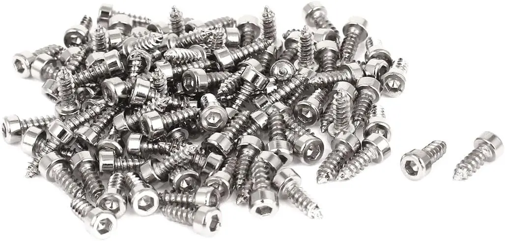 

100 Pcs M2.6x8mm Stainless Steel Hex Socket Cap Head Self Tapping Screws