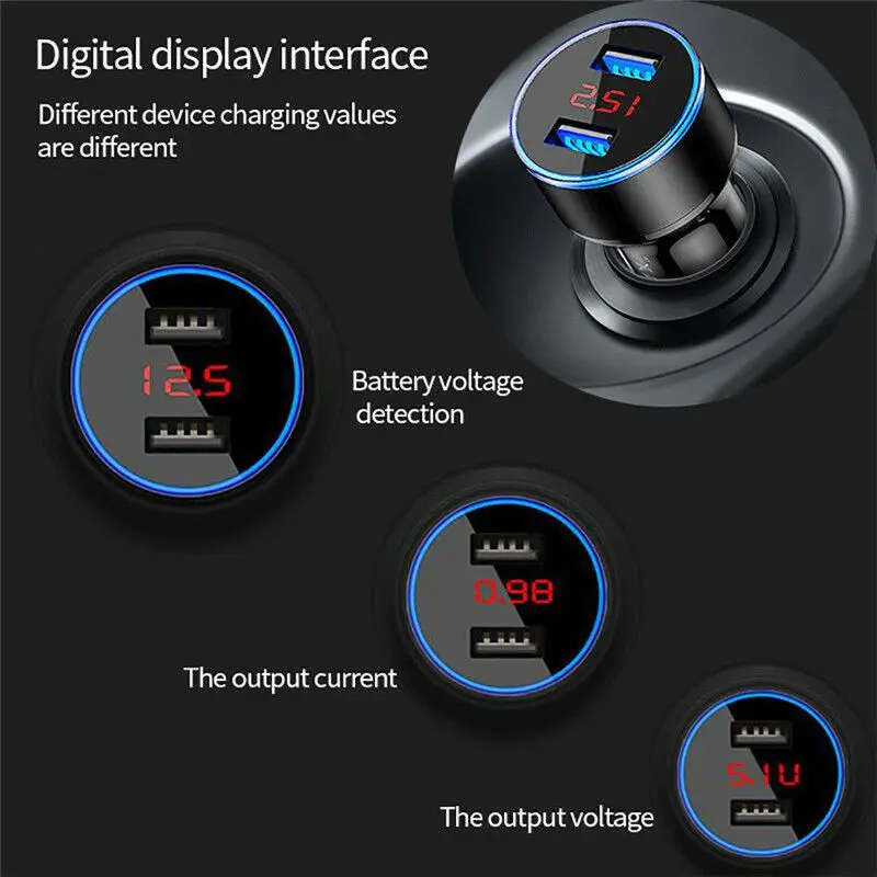 4.8A 5V Car Chargers 2 Ports Fast Charging For Samsung Huawei iphone 11 8 Plus Universal Aluminum Dual USB Car-charger Adapter images - 6