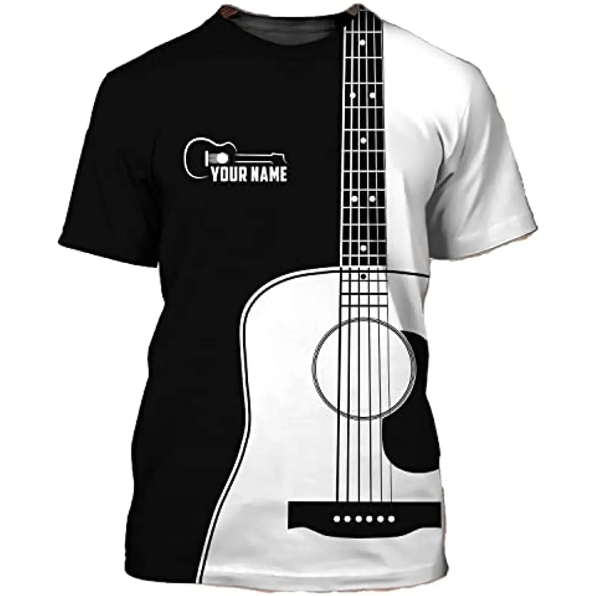 

Персонализированная черно-белая футболка с надписью «Love Guitar»