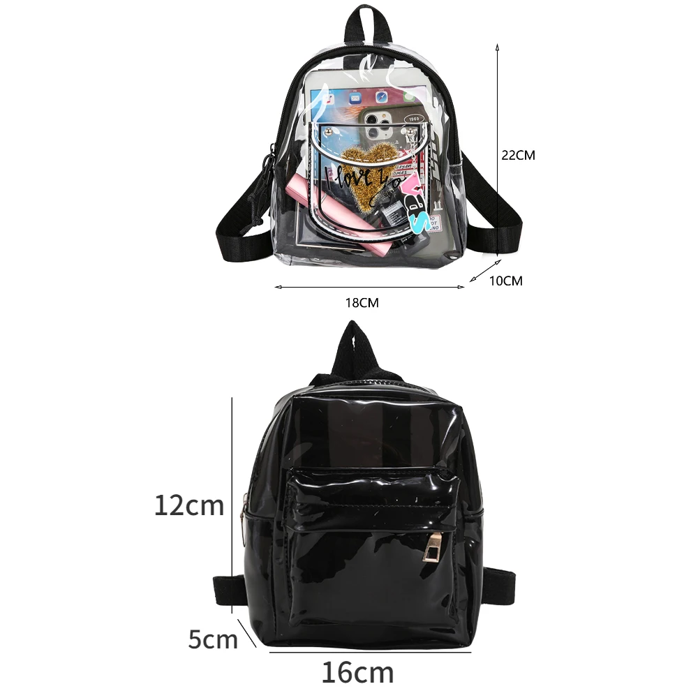 New Fashion Mini Women Backpack Transparent PVC Cute Kids Girls School Bags Student Small Bookbags Casual Female Travel Bagpack images - 6