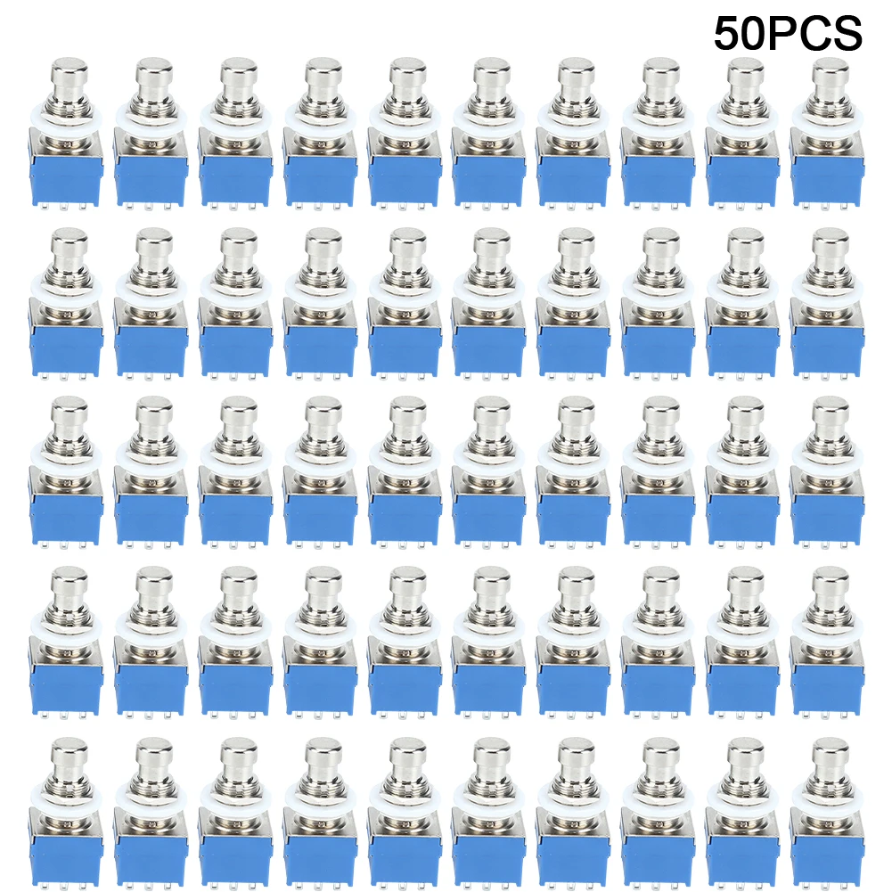 

50pcs/box Metal 3PDT 9pin Button Stomp For Guitar Effect Pedal Easy Install Foot Switch Mini Practical Control Professional