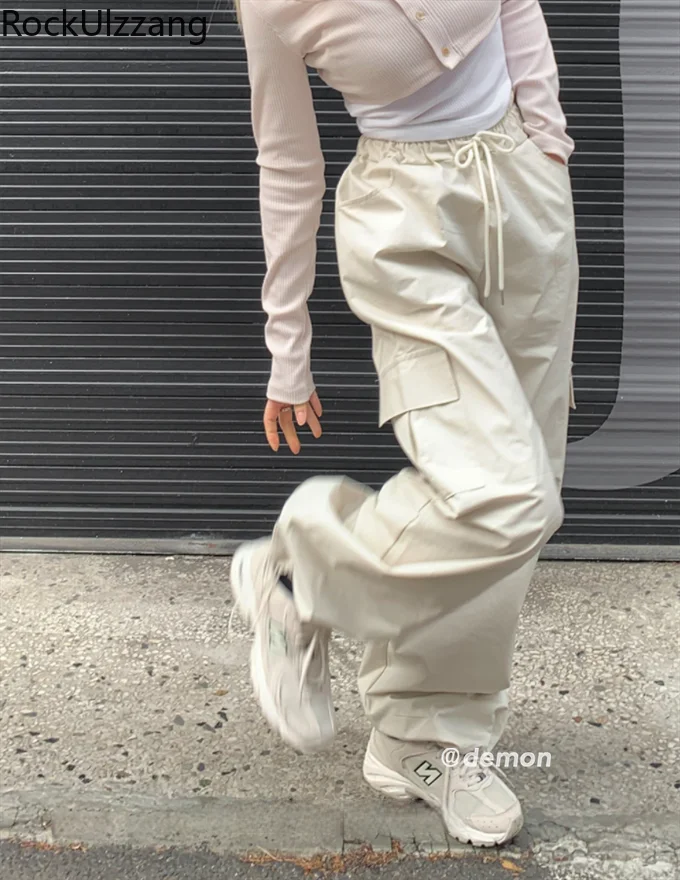 

Women Jogger Pant with Side Pocket High Waist Loose Streetwear Cargo Harajuku pantalones y2k clothes tech drawstring sweatpants
