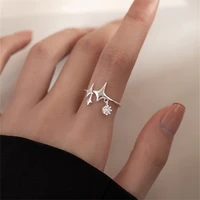 2022 new fashion exquisite zircon stars finger ring for women silver color simple adjustable opening ring party jewelry gift