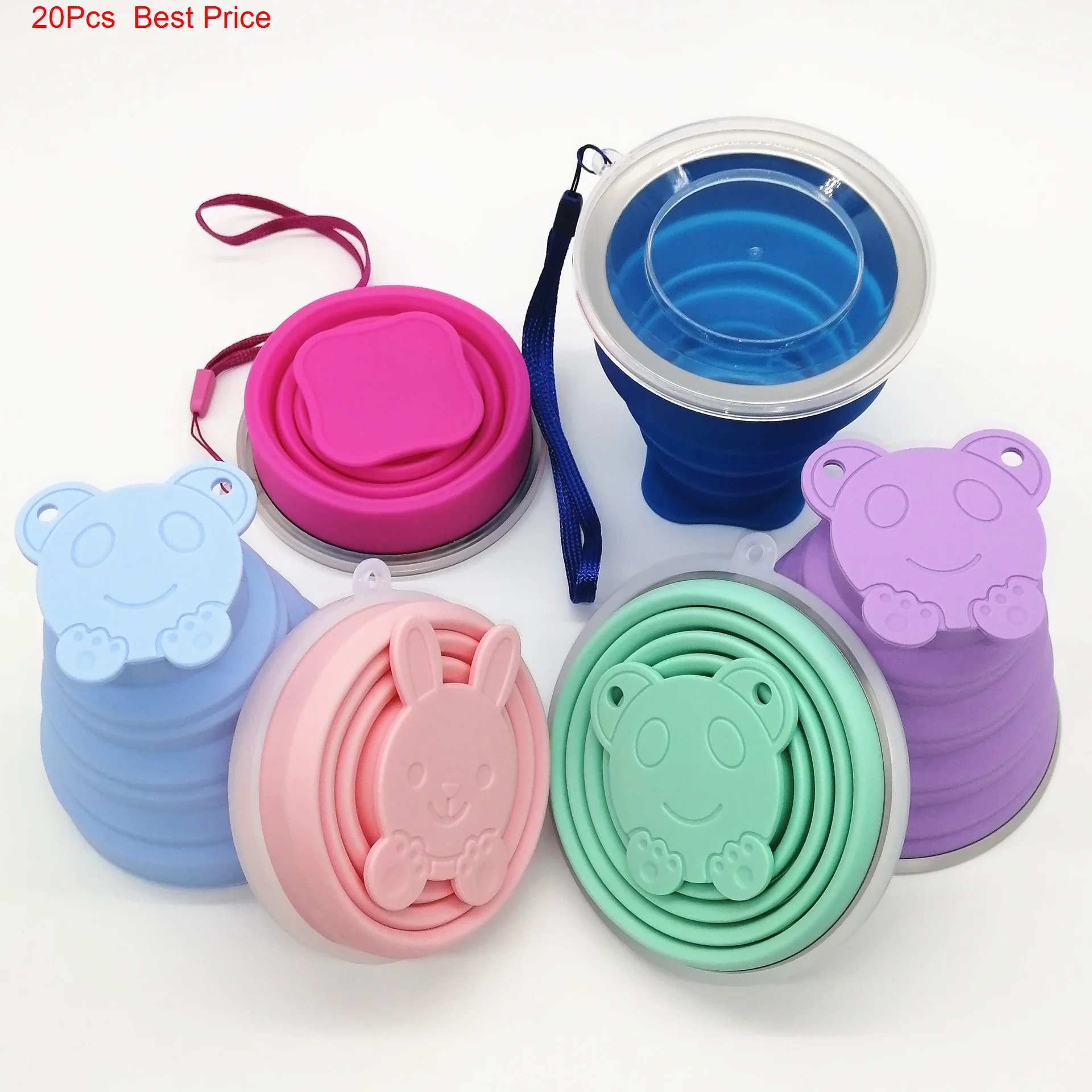 

20Pcs/lot Folding Cup Foldable Collapsible Telescopic Silicone Water Bottle Travel Children Cups Teacups Drink Water Copa