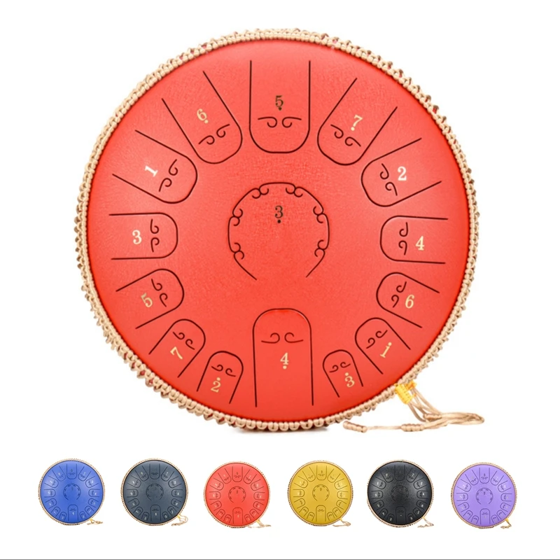 

NEW Steel Tongue Drum 14 inch 15 Tone Drum Handheld Tank Drum Percussion Instrument Yoga Meditation Beginner Music Lovers