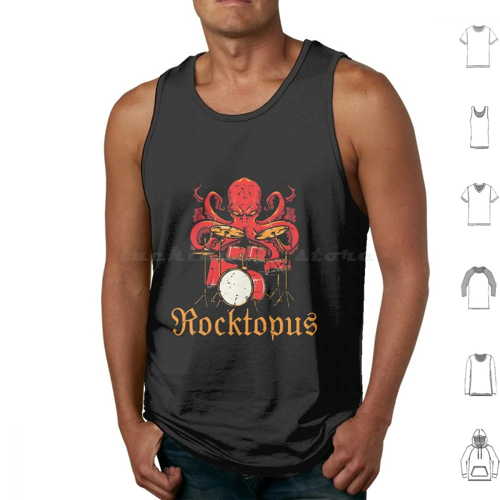

Rocktopus Drums Octopus Drummer Gift Rock Music Tank Tops Print Cotton Rocktopus Octopus Drummer Drums Guitar Hard And