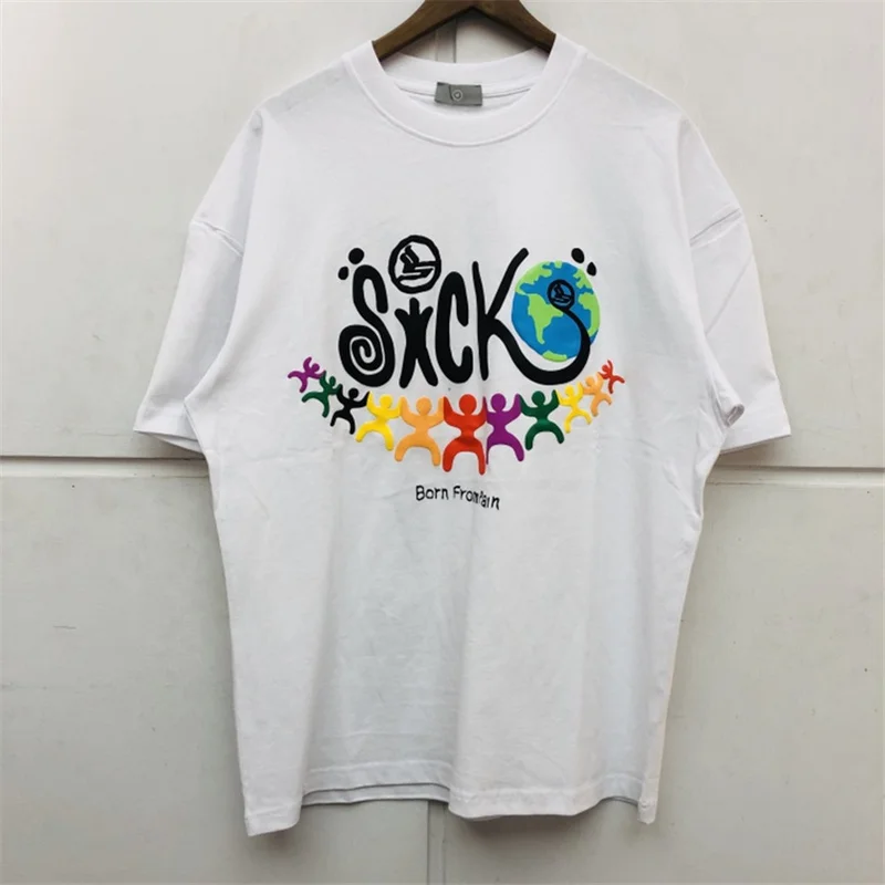 

Luxury Brand high quality 2023ss Puff Print Sicko Men Women T-shirt Black White Tops Tee streetwear