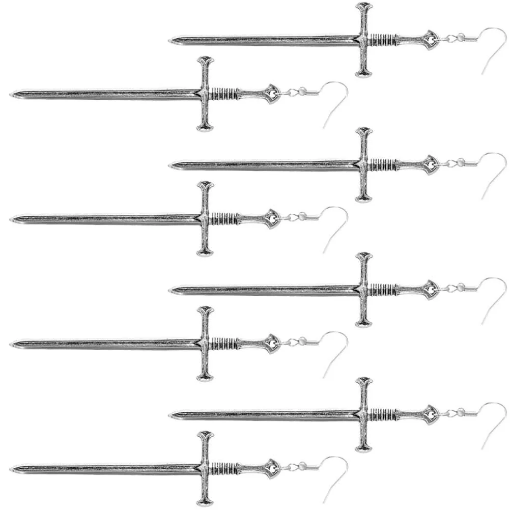 

4 Pairs Earrings Punk Dangle Earrings Metal Personalized Drop Earrings