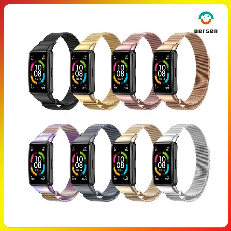

Stainless Steel Strap For Honor Band 6 Pro /Huawei Band 6 7 Magnetic Mesh Metal Loop Smart Wristband Replacement Bracelet Correa