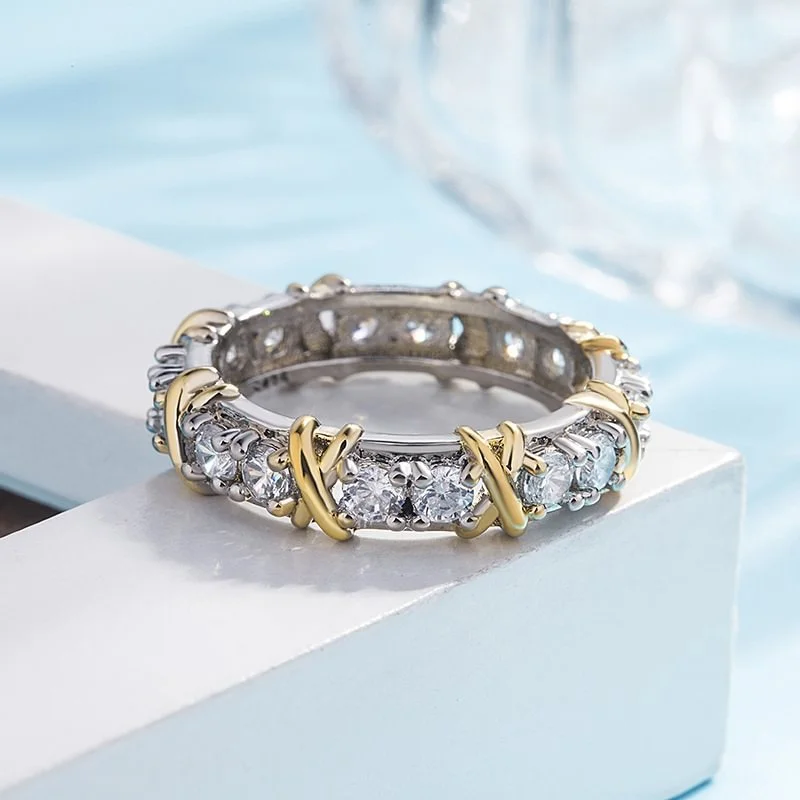 

New luxury shiny zircon cross ring fashion simple bracelet