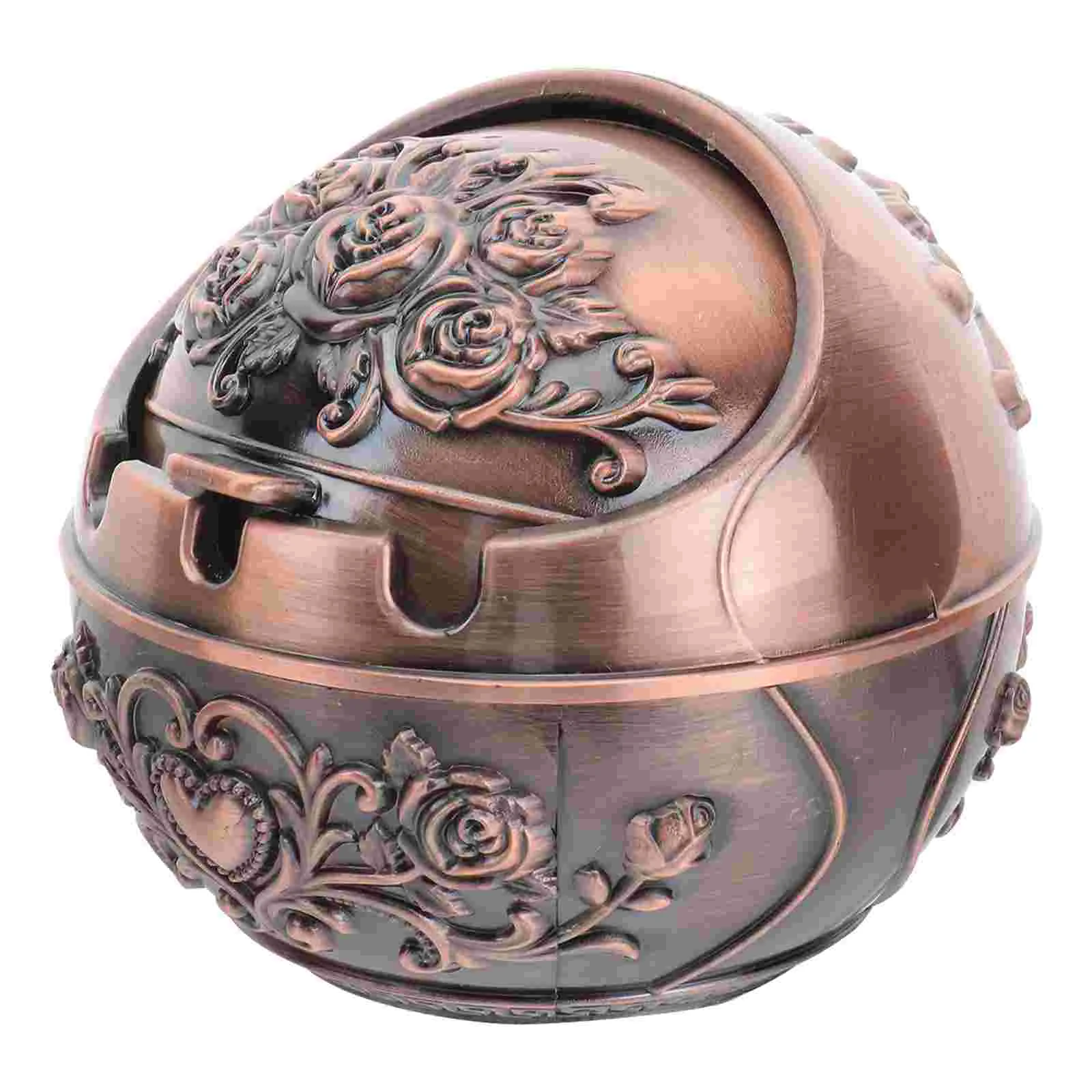 

Vintage Ashtray with Lid Windproof Metal Globe Ashtray Odor Eliminator for Outdoors Indoors Table Decoration Rose