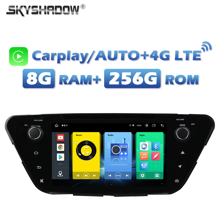 Автомобильный беспроводной DVD-плеер Carplay 4G SIM Android 13 0 8G + 256G GPS карта RDS радио Wi-Fi LTE