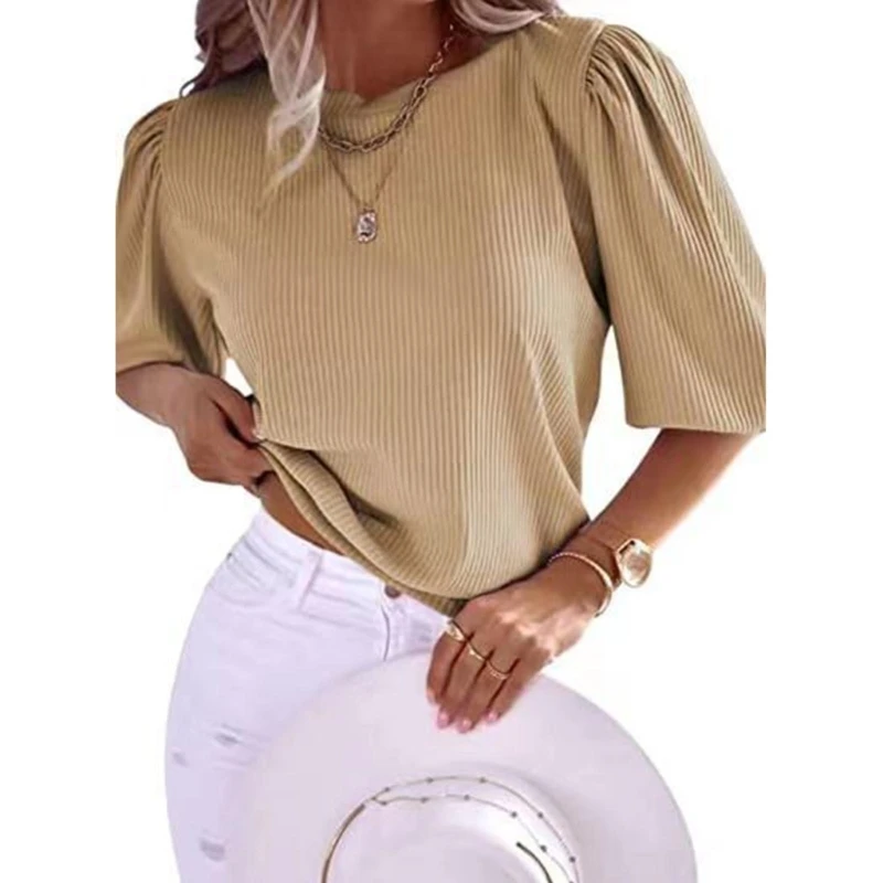 

Женский укороченный топ в рубчик, топы с воротником, футболка с коротким рукавом, Летние повседневные блузки