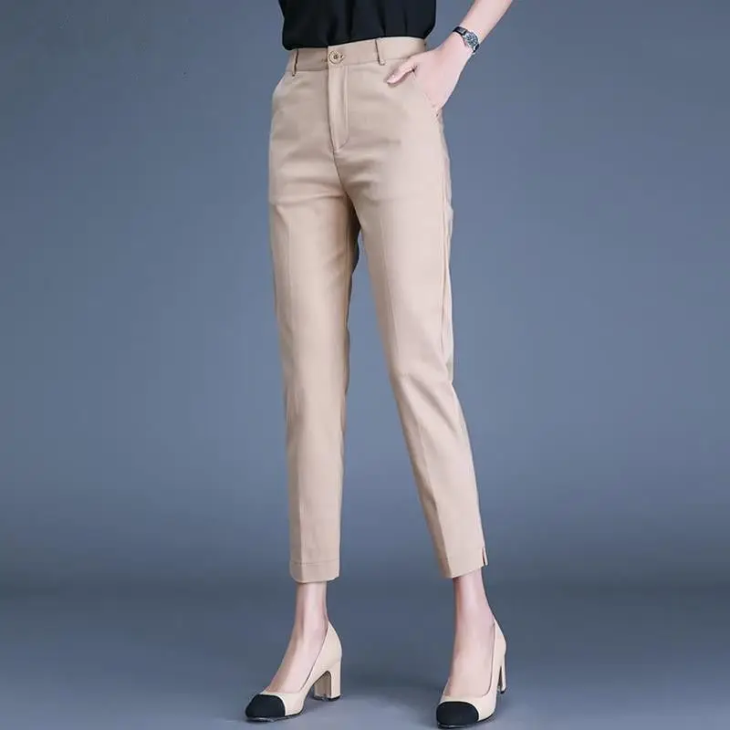 

Solid Color High Waist Pencil Pant Casual Straight Trousers Vintage Womens Pantalones 2023 Summer New Ankle Length Vestidos M453