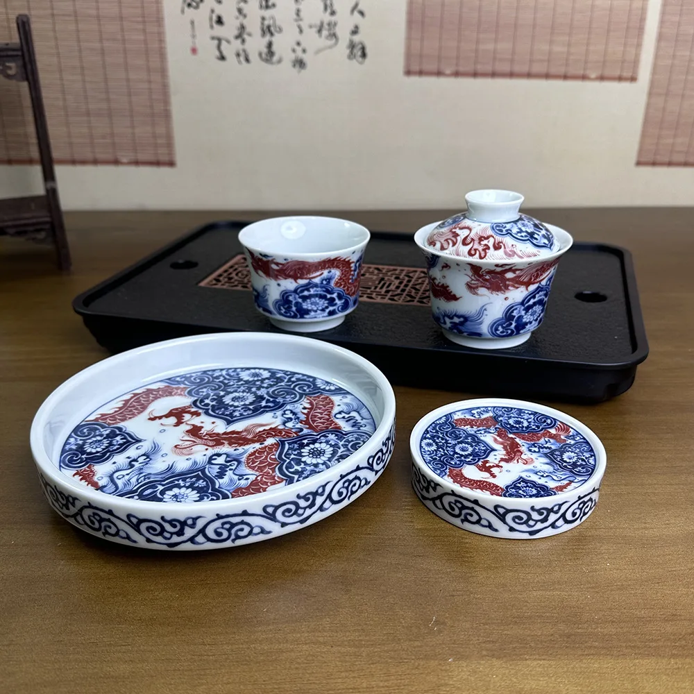 Ручной работы с синим и белым цветком HAILANG красным узором высококачественный