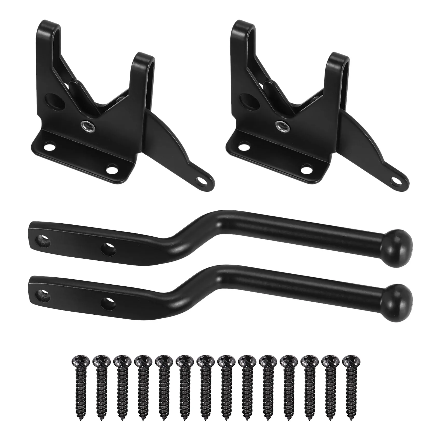 

2Pcs Self Locking Gate Latch Automatic Gravity Lever Fence Gate Lock for Wood Fence Gate Door Latches Steel Black