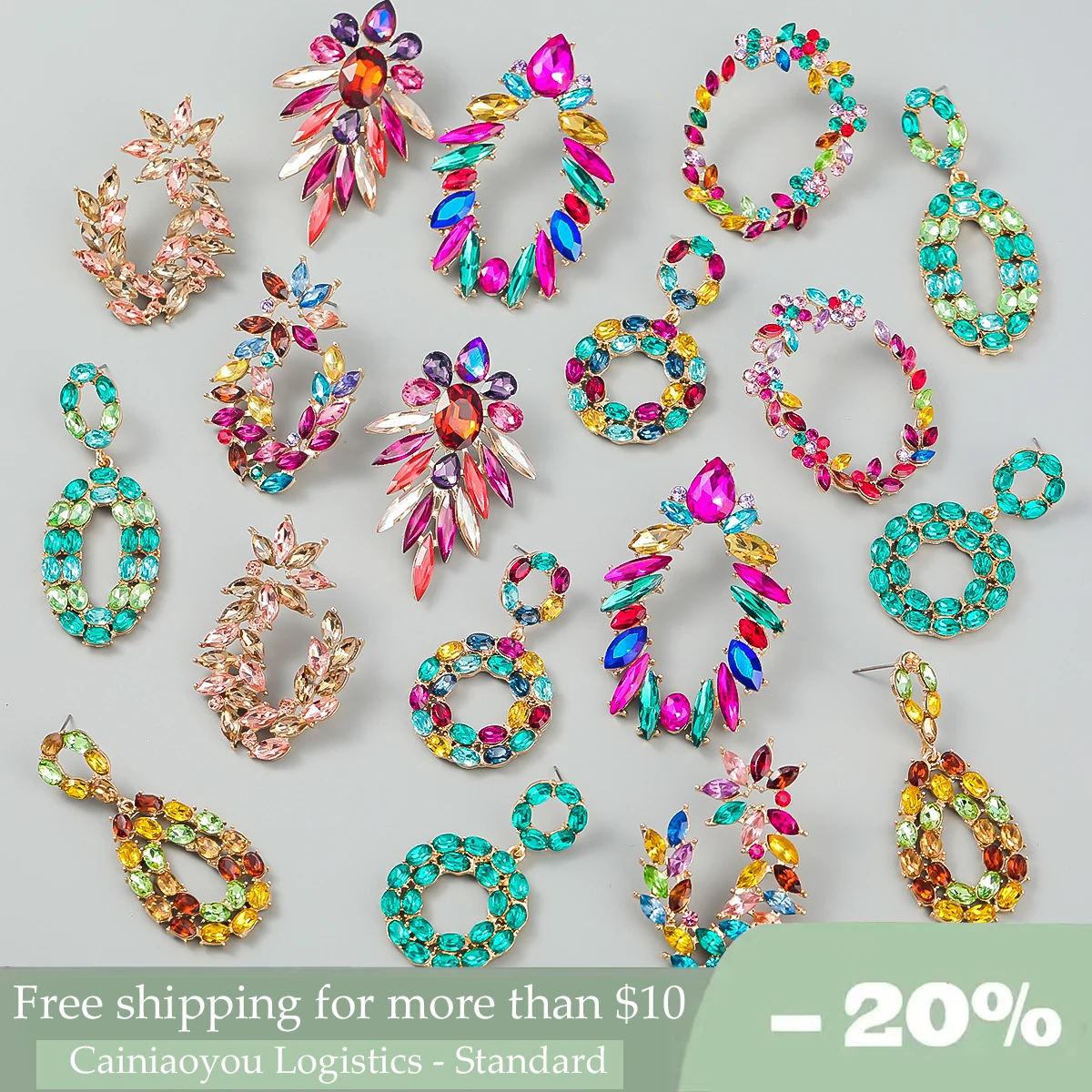 

New Multicolored Waterdrop Rhinestone Acrylic Drapeja Earrings Female Dinner Party Wedding Accessories Fashion Statement Jewelry