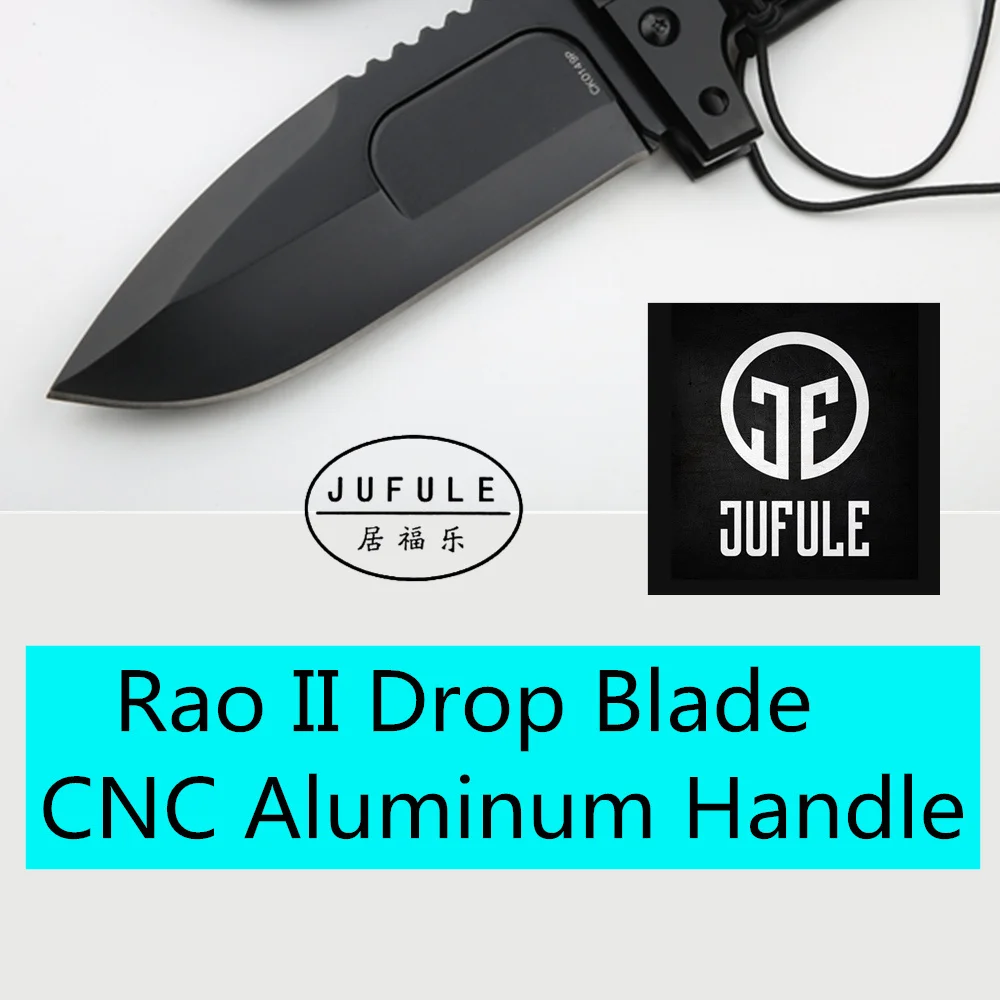 

JUFULE Newest RaoII Rao 2 Drop Blade Folding Knife N690 Aluminum Handle Hunt Camping Outdoor Tactical Survival EDC Kitchen Tools