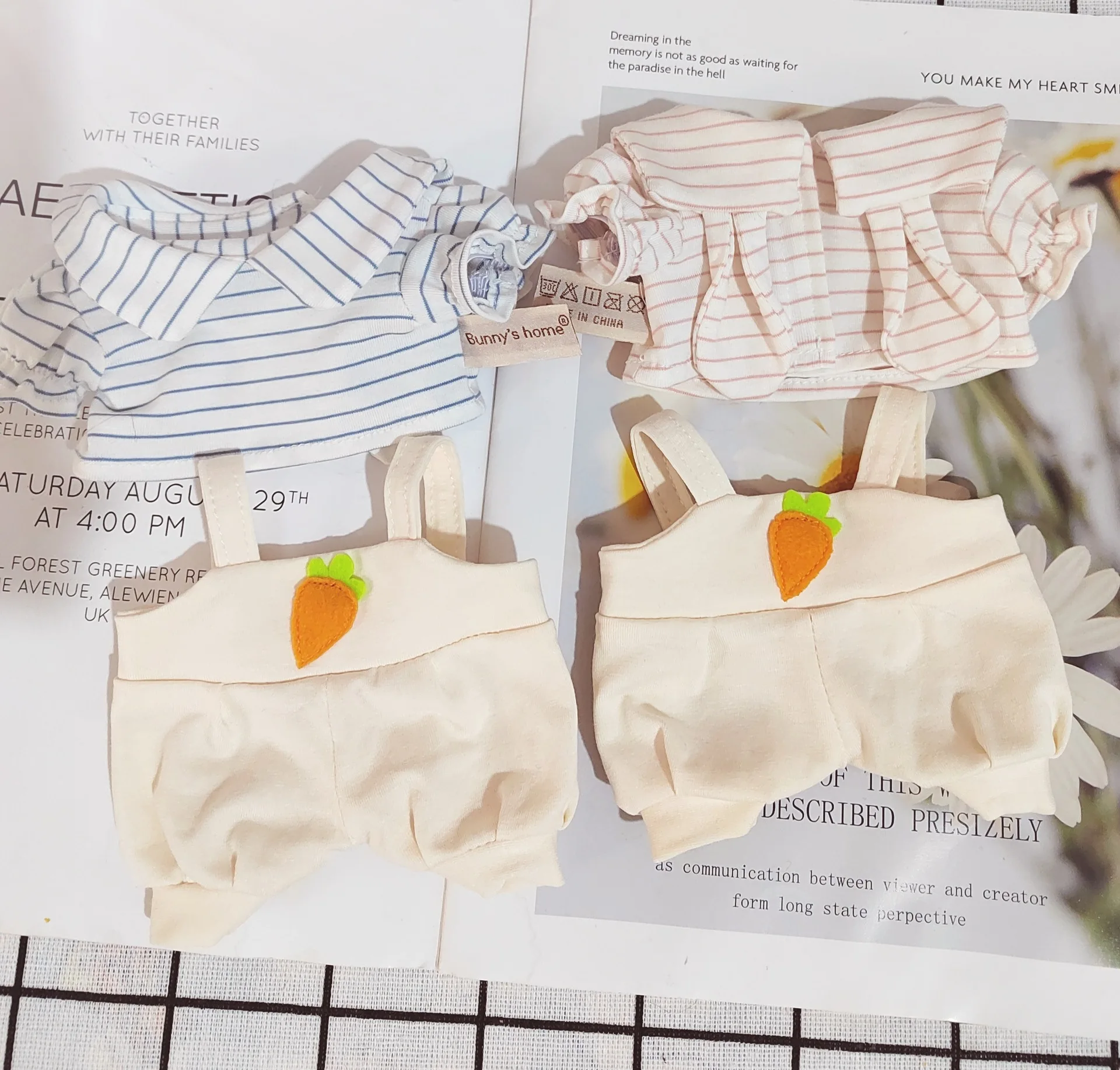 2 шт./комплект плюшевая кукольная одежда 20 см милая рубашка + штаны на бретелях