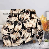 colorful pug dog print cute fleece throw blankets soft warm couchsofabed cover bedspread for adults kids thin quilt