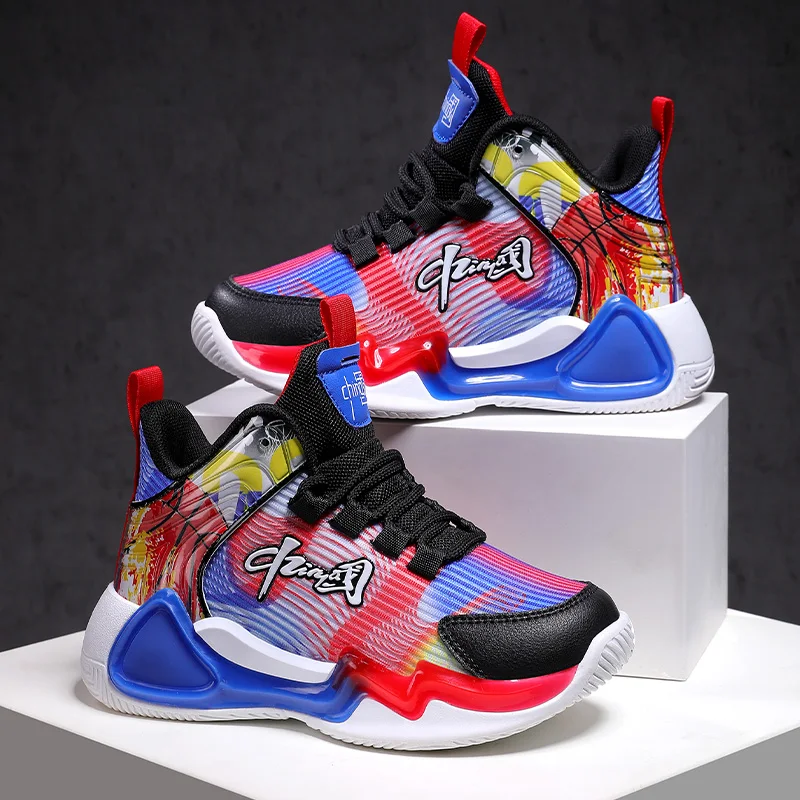 2022 Autumn Double-sided Net Children's Sports Teenagers Boys Girls Basketball Shoes Light Sports Shoes Running Shoes