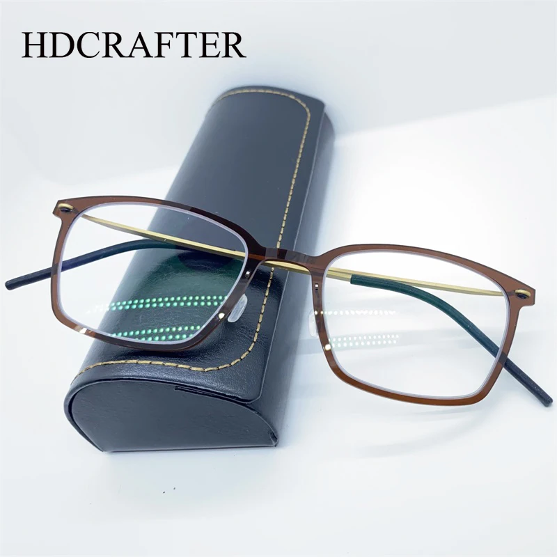 

Brand Titanium Prescription Eyeglasses Frames Square Ultralight Screwless Glasses Frame Men Women Myopia Optical Spectacle 6536