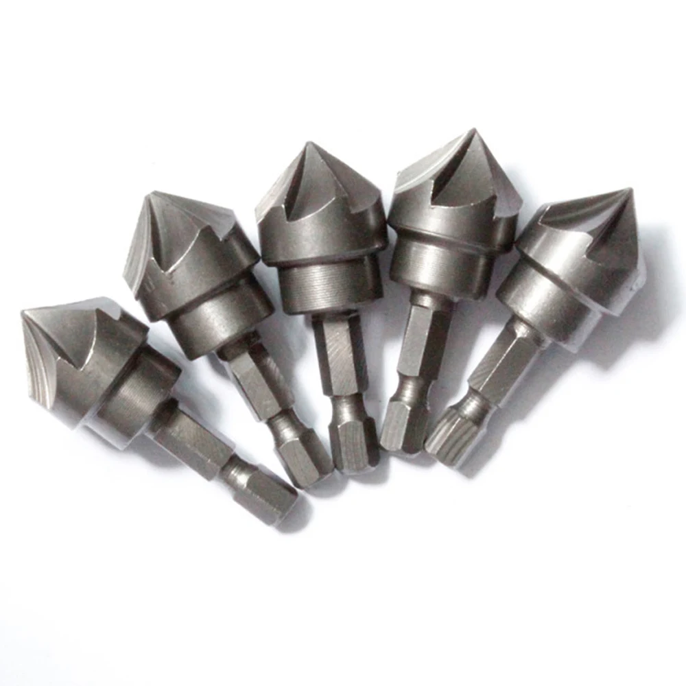 

90 Degree Countersink Drill Chamfer Bit 1/4" Hex Shank 6 Flute Deburring Drilling Bevel Cutting Woodworking Remove Burr Tools