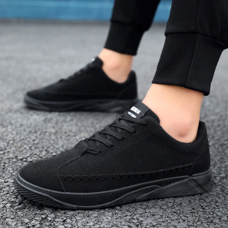 

Fashion Men Sneakers Black Leather Casual Shoes Lac-up Men Shoes Lightweight Running Shoes Walking Sneakers Zapatillas Hombre