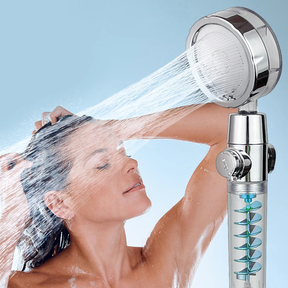 

ABS Water Saving Propeller Driven Home Bathroom Rainfall With Fan Switch Handheld Detachable Spa Shower Head High Pressure