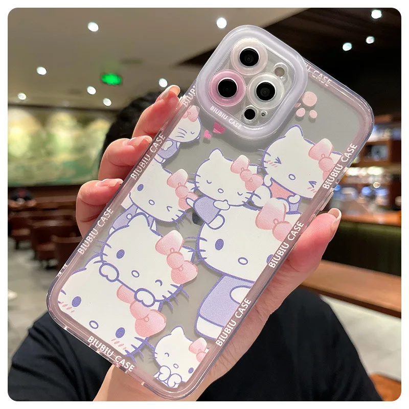 Милый прозрачный силиконовый защитный чехол с рисунком Hello Kitty Cinnamorol Iphone13/11/12Promax/xs