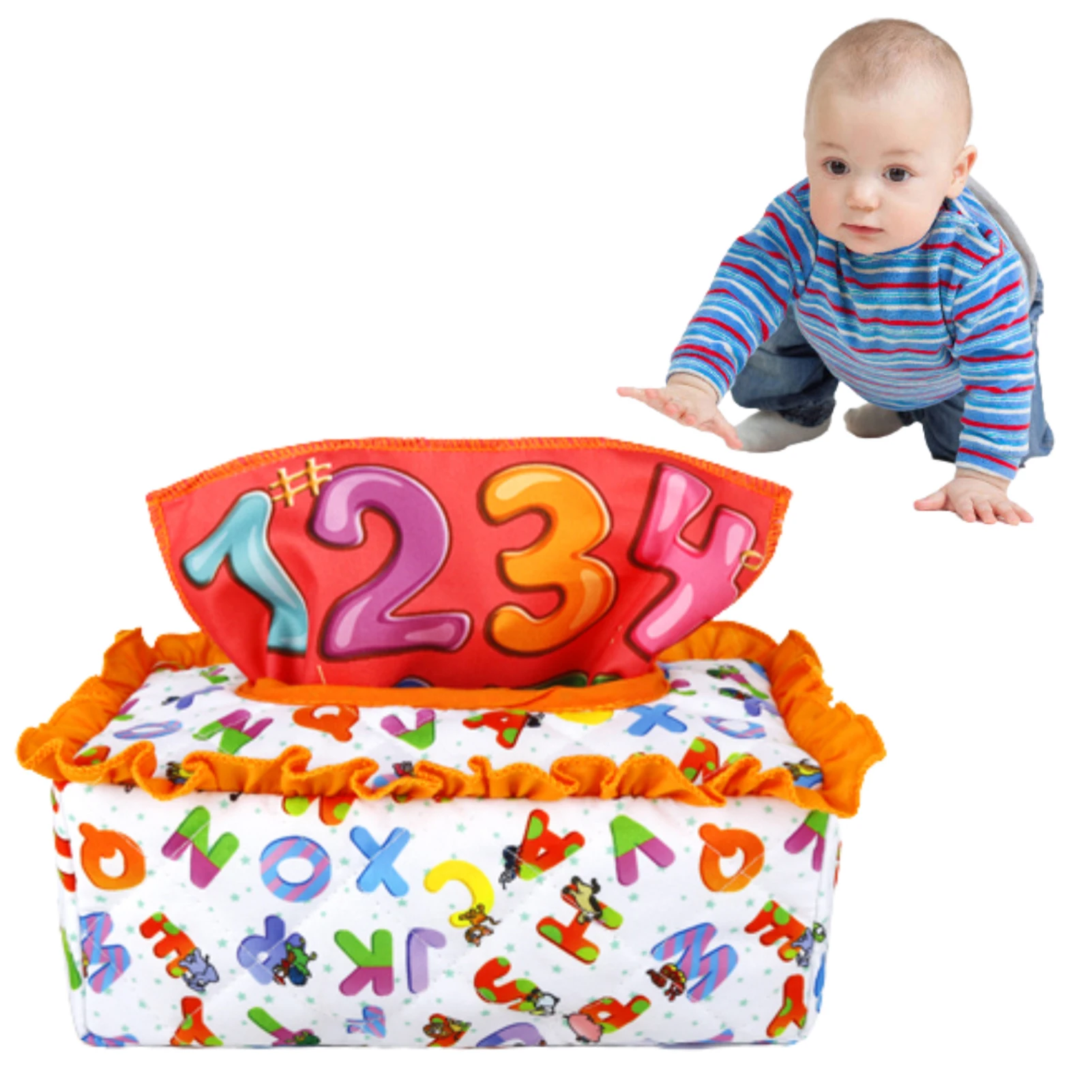 

Sensory toys with sound paper Cloth book For Toddlers Educational Interactive Tissue Box Sense Montessori Baby early learning