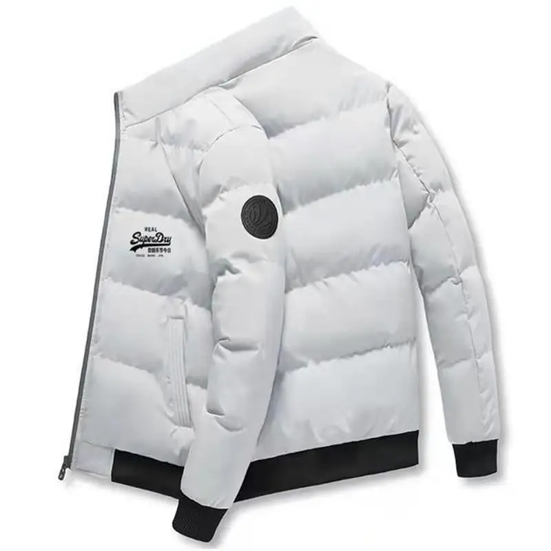 Men's cotton padded clothes Men's winter warm keeping solid color hooded down jacket Thick duck coat Men's cotton padded clothes