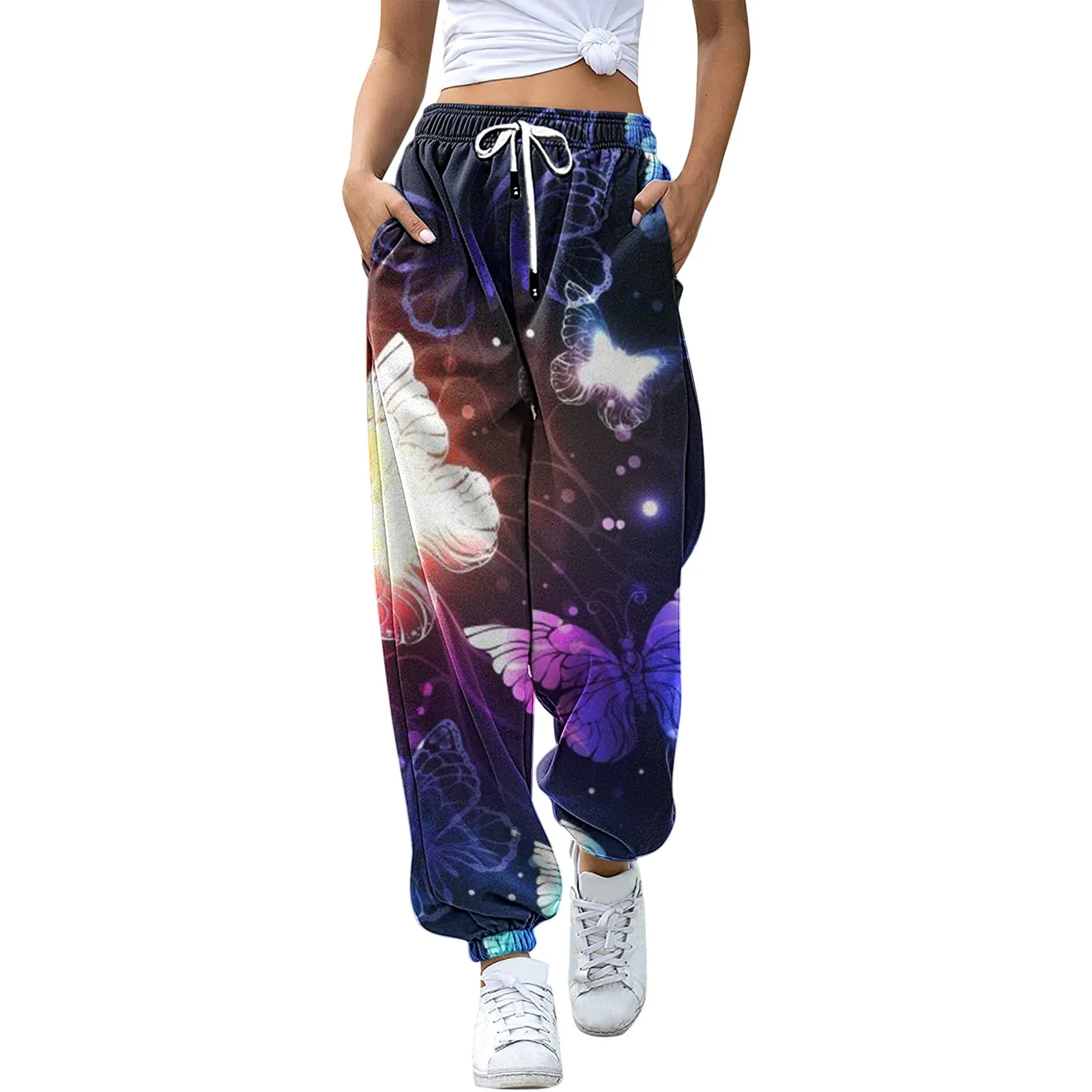 

Women Pants Black Jogging Sweatpants Women For Pants Baggy Sports Pants Jogger Butterfly Print High Waist Sweat Female Trousers