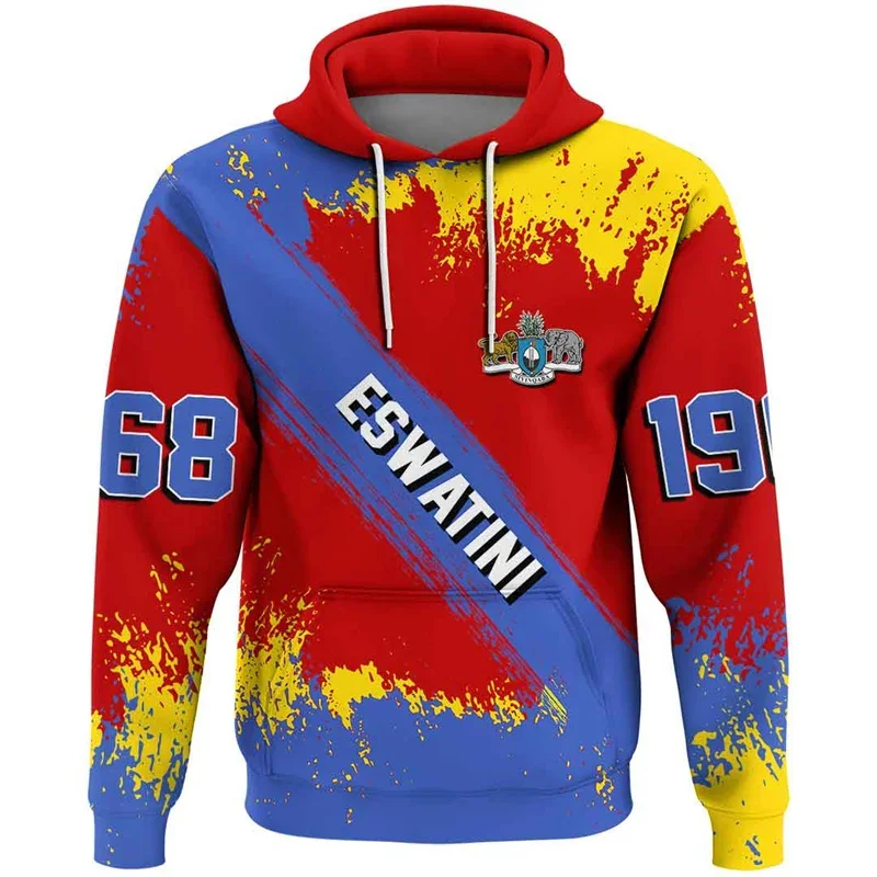 Мужская Толстовка Оверсайз С 3D Принтом И Картой Флаг Свазiland Пуловер В
