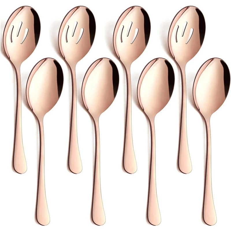 

Copper Slotted Serving Spoons Dinner Spoons Stainless Steel For Party Buffet Restaurant Banquet Dinner Catering 8 Pcs