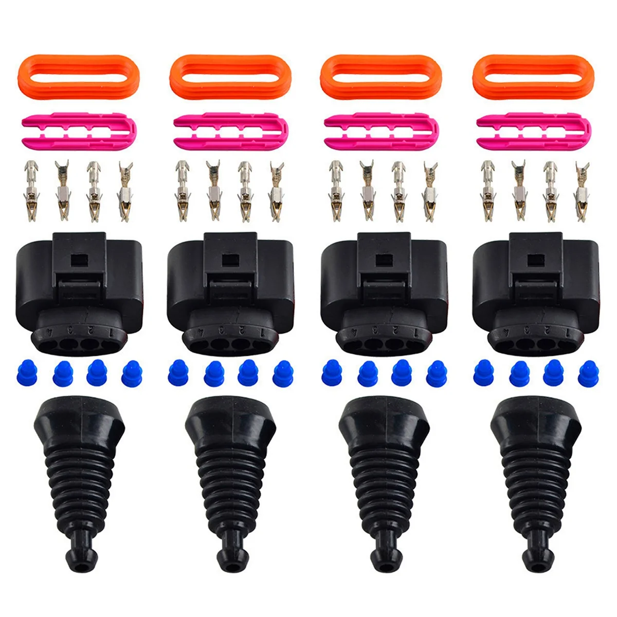 

4 Set Ignition Coil Wiring Harness Connector Plug Repair Kit for Audi A4 A6 A8 Golf Car Coil Plug Replacement 1J0998724