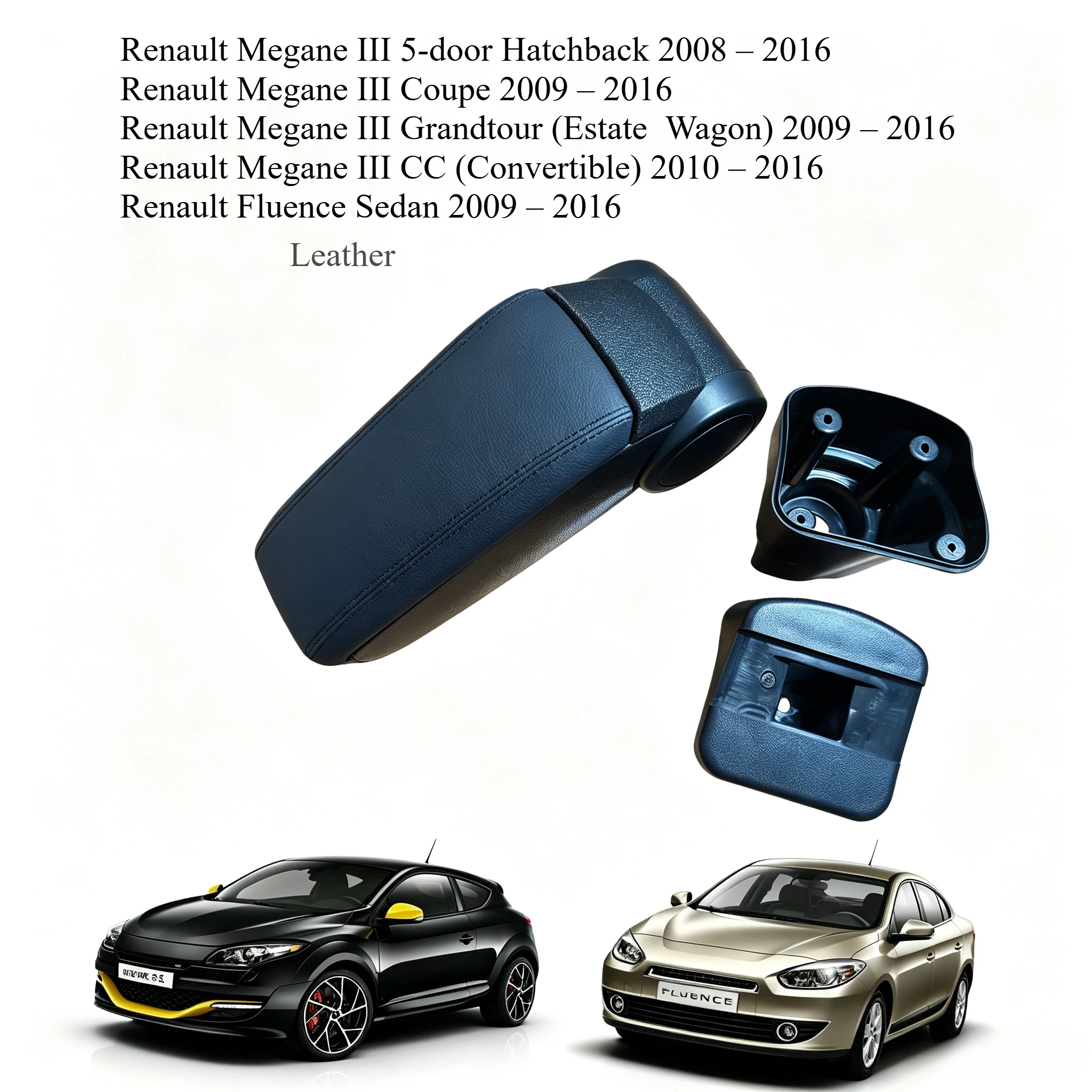Фото Для Renault Megane III Hatchback/Coupe/Grandtour/CC 2008-2016 и Fluence Sedan 2009-2016 - 90 °   Складной, эргономичный, черный, без сверления №1