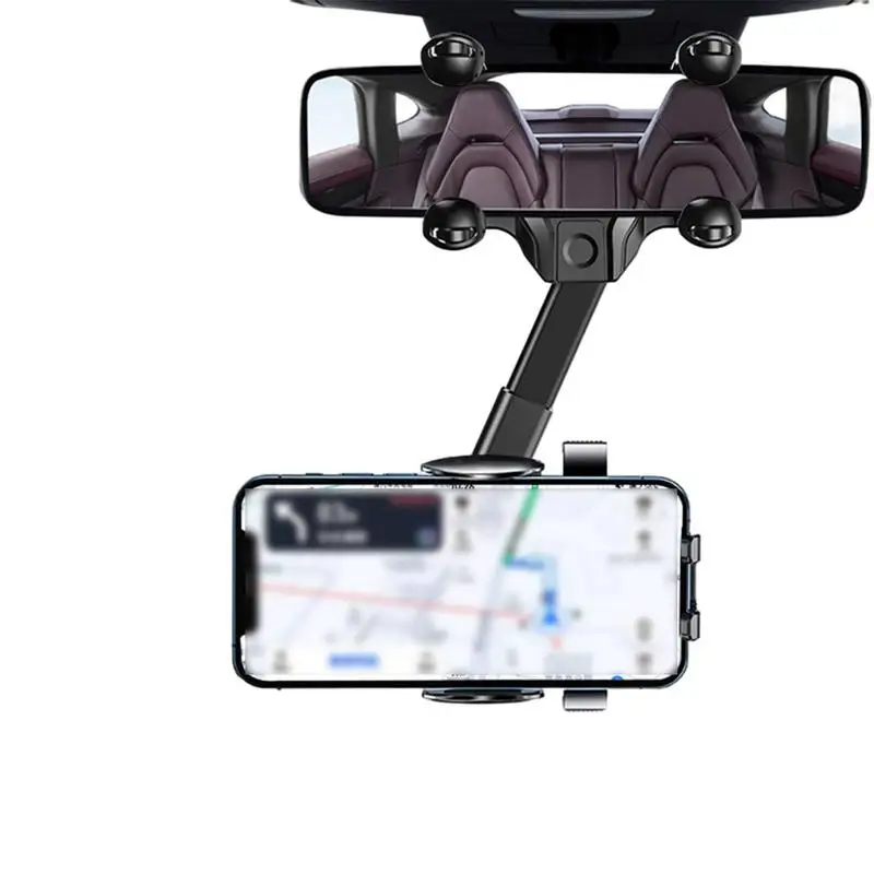 

Rearview Mirror Mobile Phone Stands 360 Degree Rotatable And Retractable Car Phone Holder Universal Stable Rearview Phone Mount